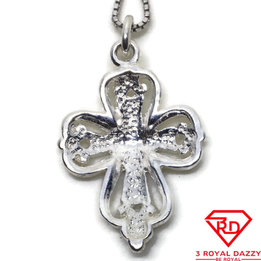 Artistic Cross 3D Pendant 925 Sterling Silver - Picture 4 of 4
